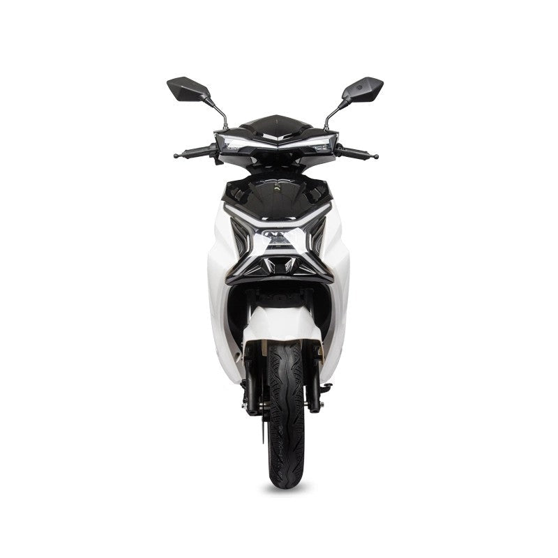 Scuter Electric Nmoto X1 Alb cu Motor Bosch 2020W – Viteză Max. 45 km/h, Autonomie 75 km, Dimensiuni 1750×570×1140mm, Greutate 80Kg, Portbagaj Detașabil, Alb/Negru Carte RAR (C.I.V) + CADOU Tricou N-Moto